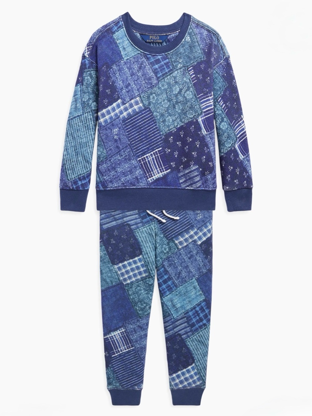 Polo Ralph Lauren Girls Indigo Patchwork Sweatshirt Set - Size 5